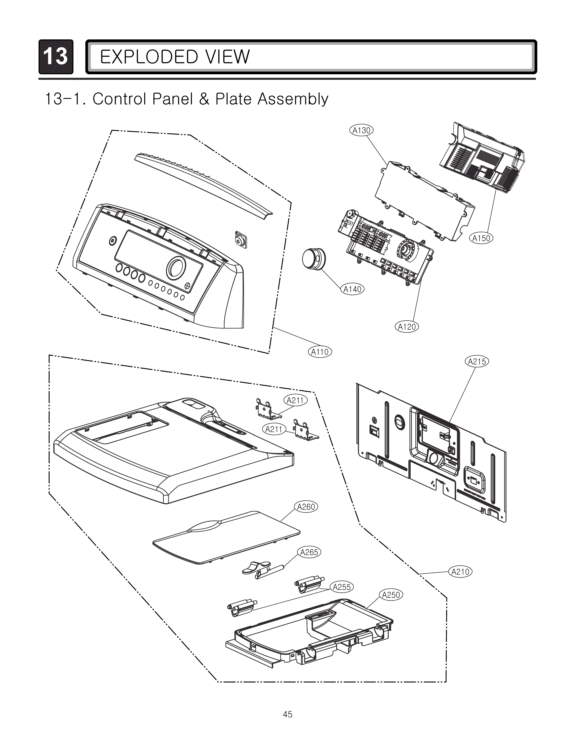 EXPLODED VIEW   Control Panel & Plate Assembly Diagram and Parts List for DLGX5171V ASSEEUS LG Dryer