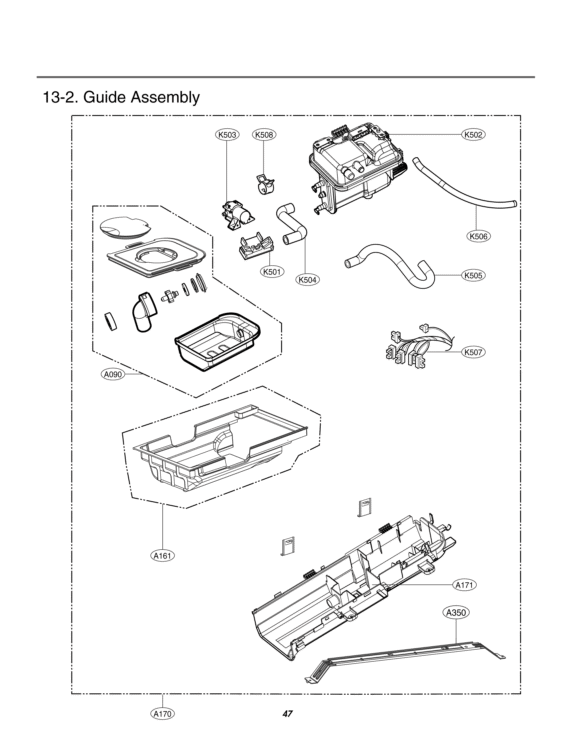 Guide Assembly Diagram and Parts List for DLGX5171V ASSEEUS LG Dryer