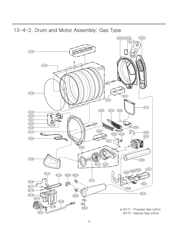 Drum and Motor Assembly Diagram and Parts List for DLGX5171V ASSEEUS LG Dryer