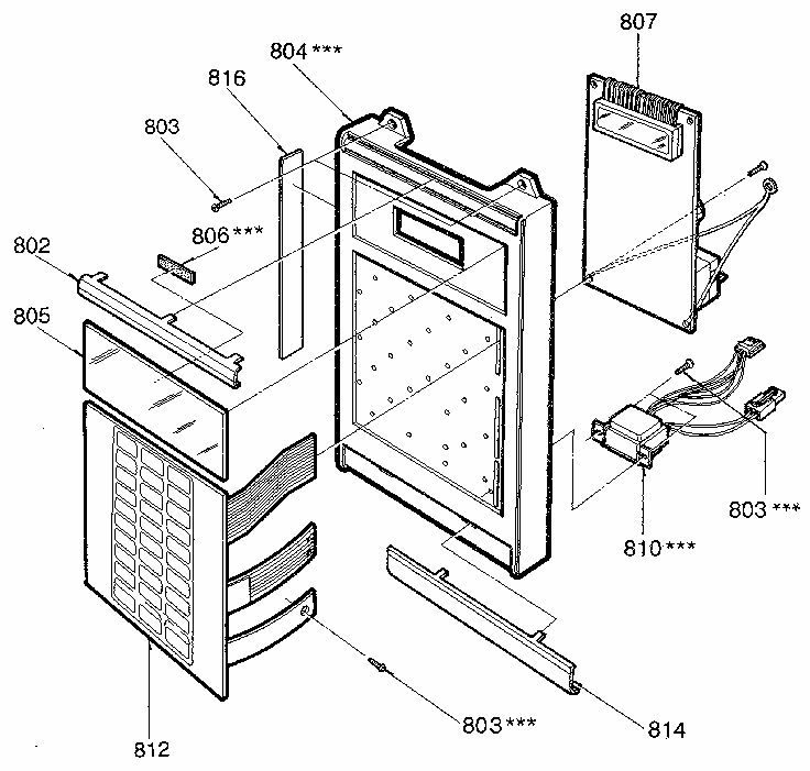 Control Panel Diagram and Parts List for 7218815181  Kenmore Microwave