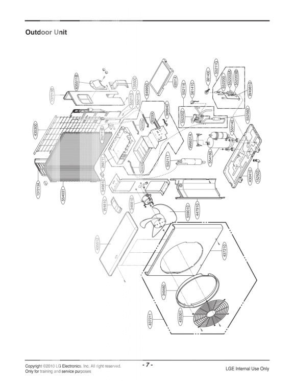 Exploded View Diagram and Parts List for Y3333 AWHBEUS LG Air Conditioner