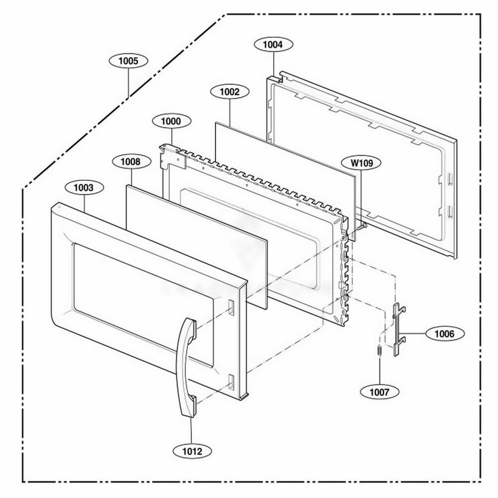 Door Parts Diagram and Parts List for 80009401 CB1ESEA LG Range