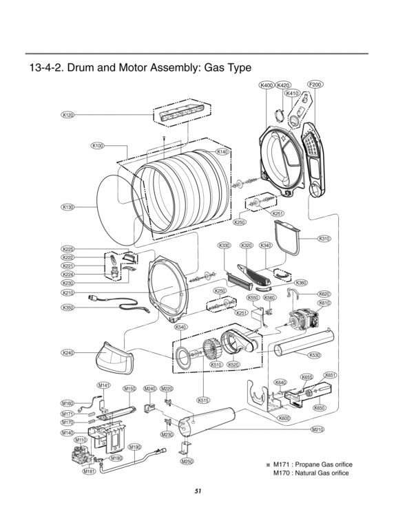 Drum and Motor Assembly Diagram and Parts List for DLGX5102W ABWEEUS LG Dryer