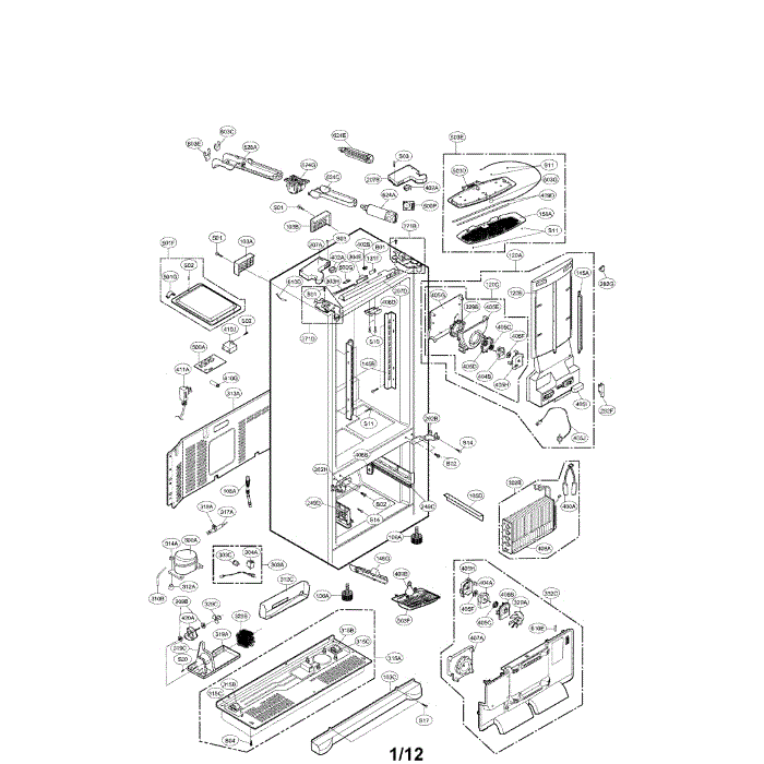 Case Diagram and Parts List for LFX28995ST 00 LG Refrigerator