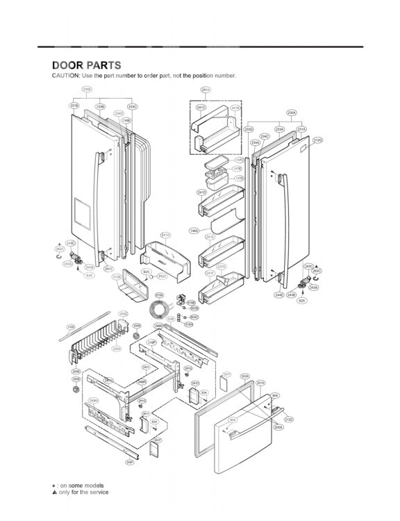 DOOR PARTS Diagram and Parts List for LFX25960ST GR-L258SSJ LG Refrigerator