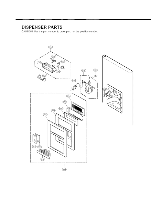 DISPENSER PARTS Diagram and Parts List for LFX25960ST GR-L258SSJ LG Refrigerator