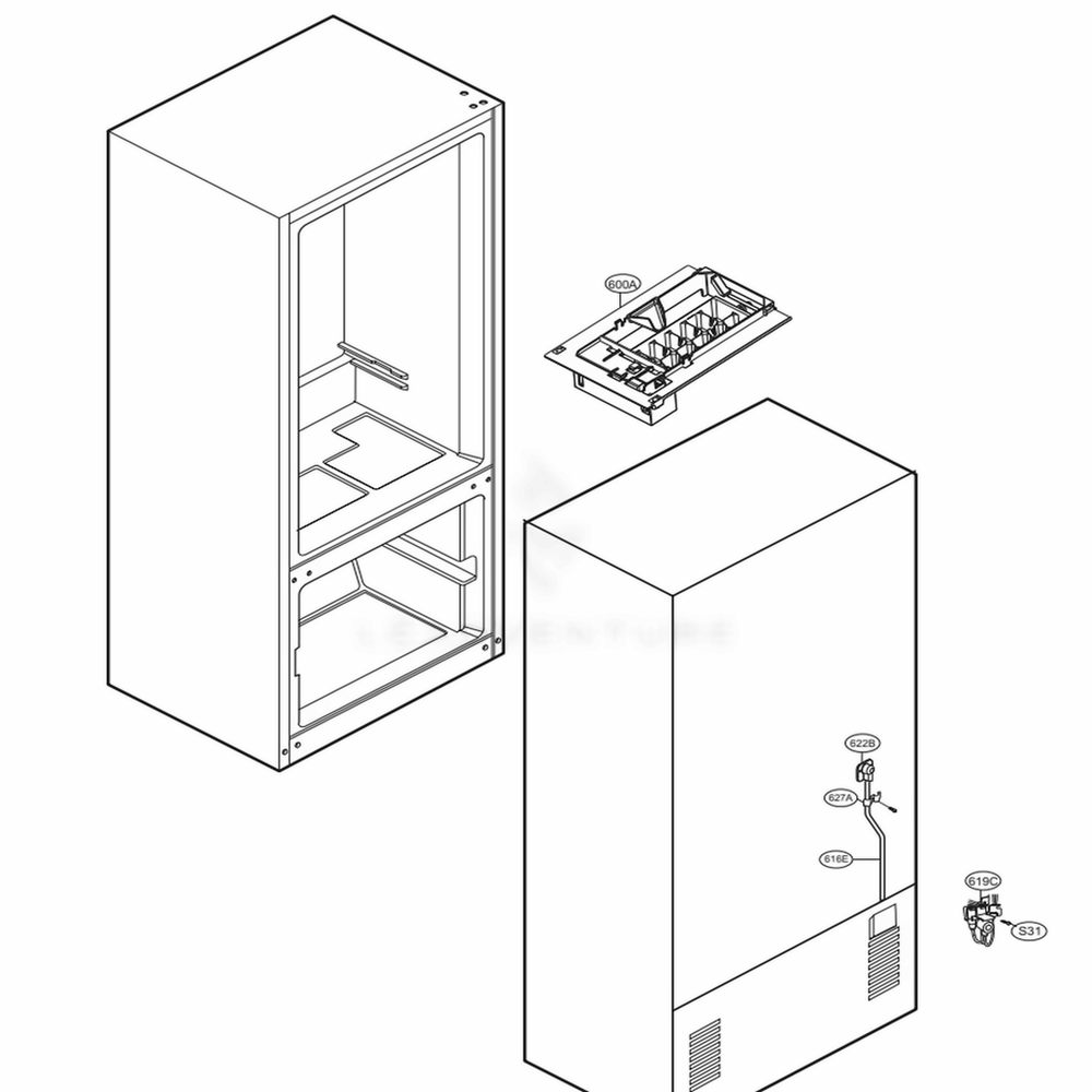 Water And Icemaker Parts Diagram and Parts List for 78272 ASW1SER LG Refrigerator