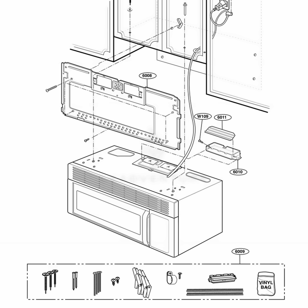 Installation Parts Diagram and Parts List for MH6150XMB AB2EWRP LG Range