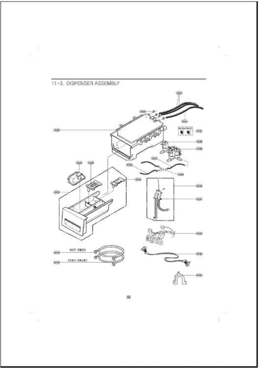 DISPENSER ASSEMBLY Diagram and Parts List for WM3070HWA F1298FYN LG Washer