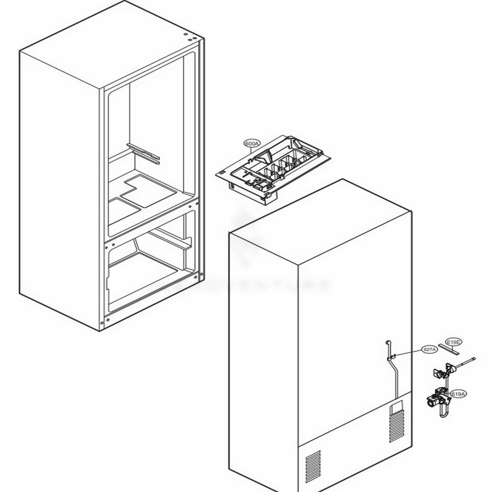 Ice Maker Parts Diagram and Parts List for 79043 ASTCSE2 LG Refrigerator