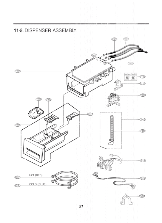 DISPENSER ASSEMBLY Diagram and Parts List for WM2250CW ABWEEUS LG Washer