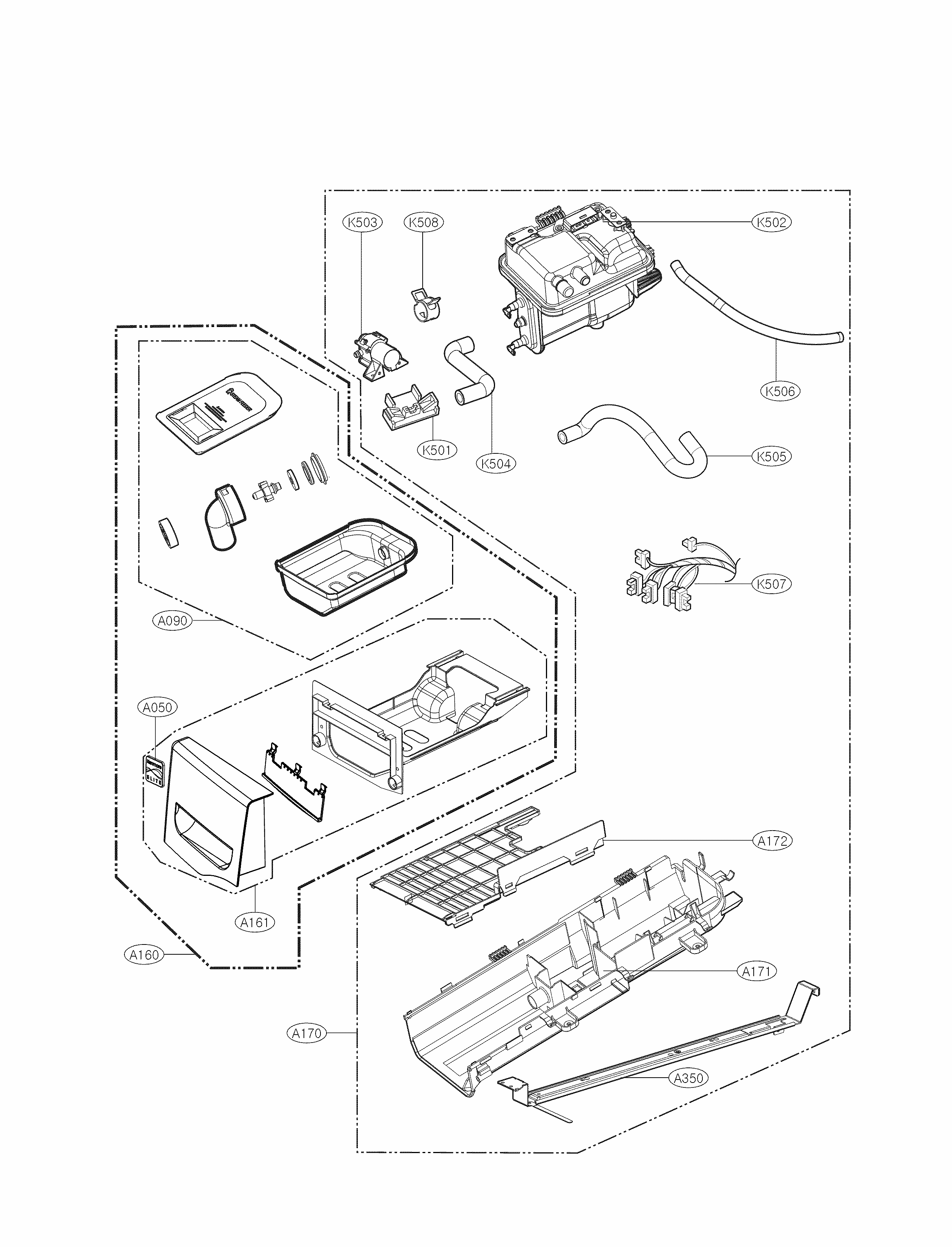 Panel Drawer Parts Diagram and Parts List for 79681373210  Kenmore Dryer