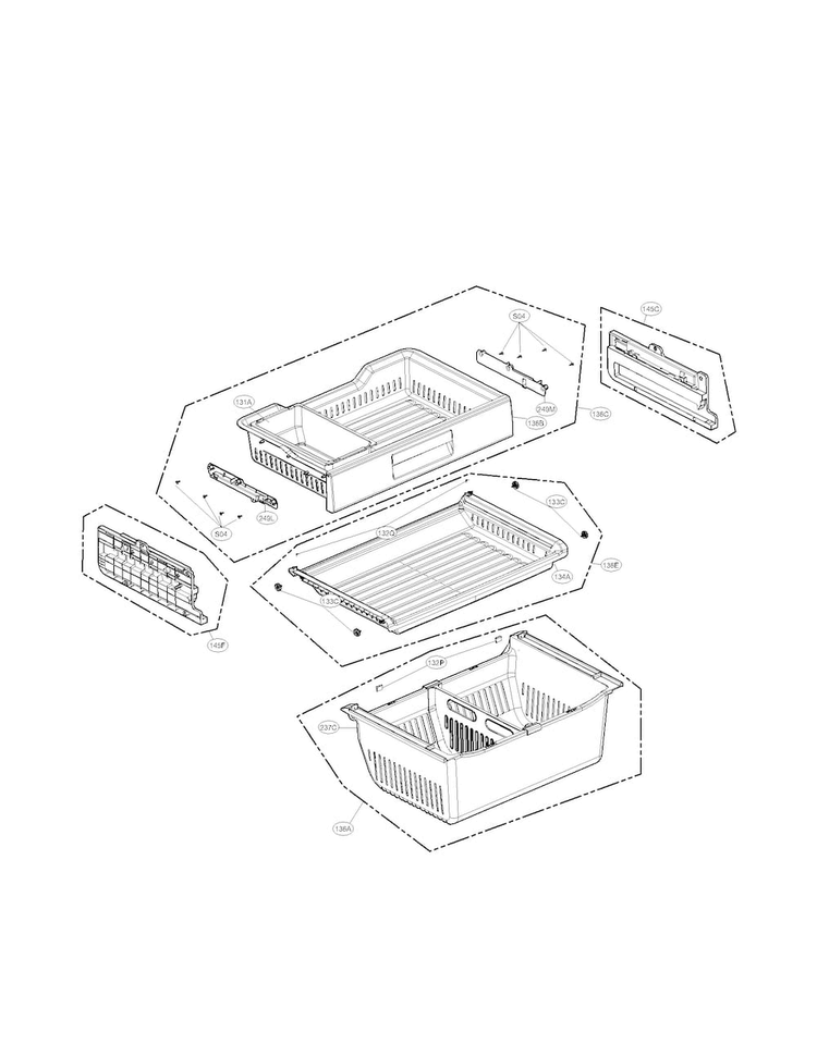 Freezer Parts Diagram and Parts List for LFX31925SB 00 LG Refrigerator