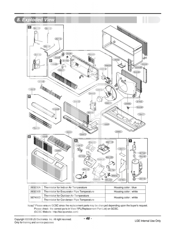 Air Conditioner Exploded View 1 Diagram and Parts List for LP091HEM-Y8 ASBBEUS LG Air Conditioner