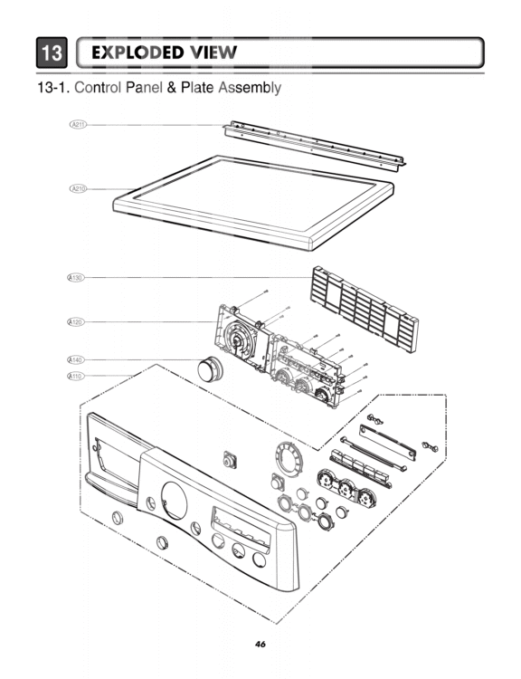 EXPLODED VIEW   Control Panel & Plate Assembly Diagram and Parts List for DLGX2502W ABWEEUS LG Dryer