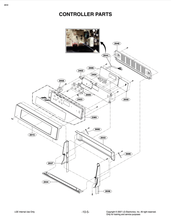 CONTROLLER PARTS Diagram and Parts List for LRE30757SW FW1LLGA LG Range
