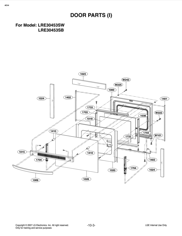 DOOR PARTS I Diagram and Parts List for LRE30453SB FB1LLGA LG Range
