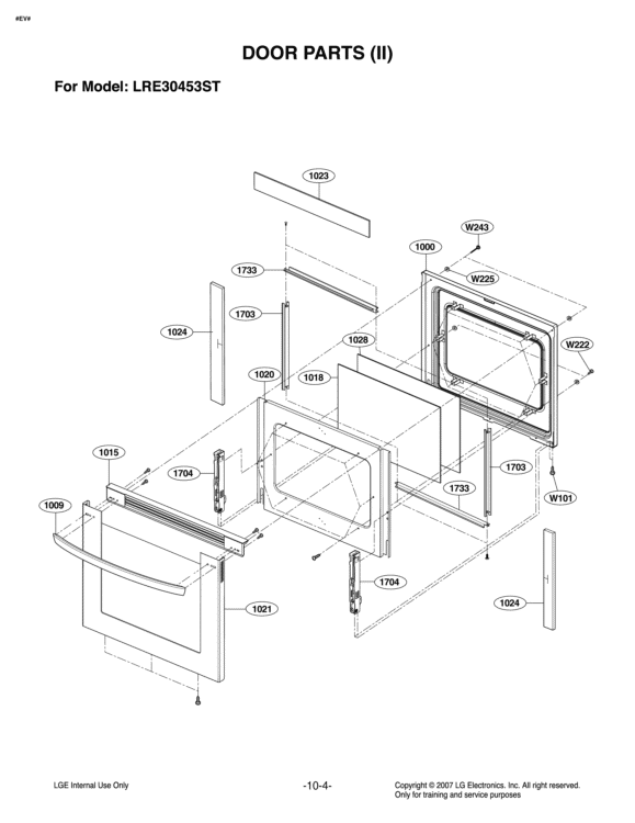 DOOR PARTS II Diagram and Parts List for LRE30453ST FS1LLGA LG Range