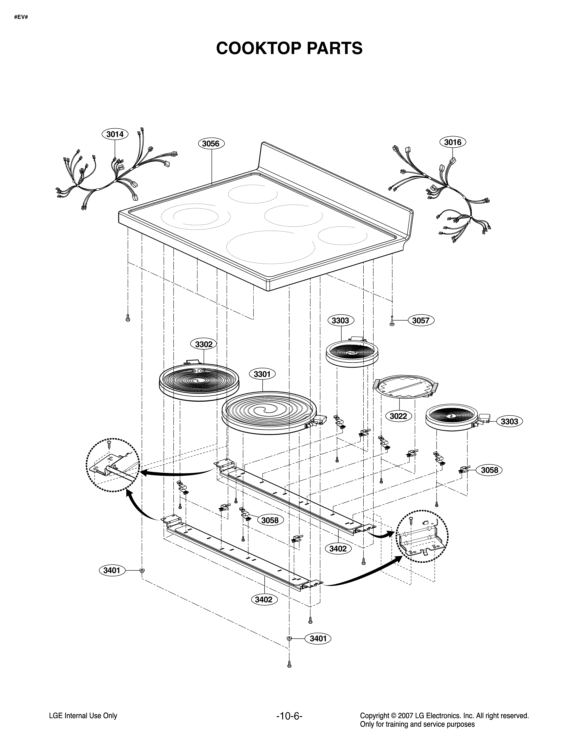COOKTOP PARTS Diagram and Parts List for LRE30453ST FS1LLGA LG Range