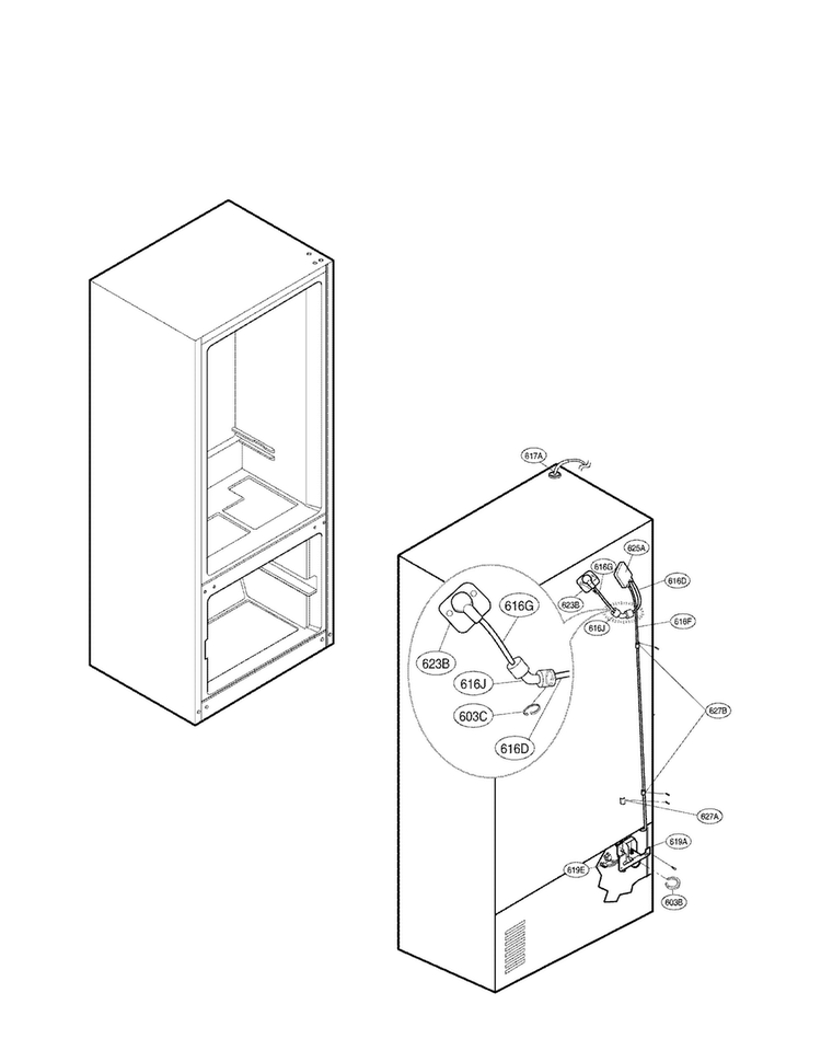 Ice Maker Parts Diagram and Parts List for LFX21975ST 03 LG Refrigerator