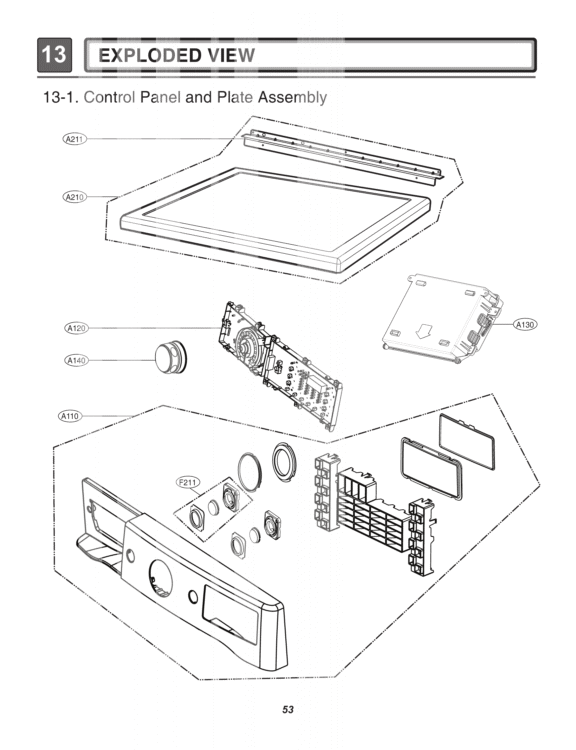 EXPLODED VIEW   Control Panel and Plate Assembly Diagram and Parts List for DLGX8001V ASSEEUS LG Dryer