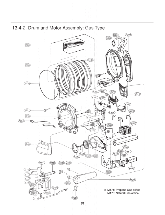 Drum and Motor Assembly Diagram and Parts List for DLGX8001V ASSEEUS LG Dryer