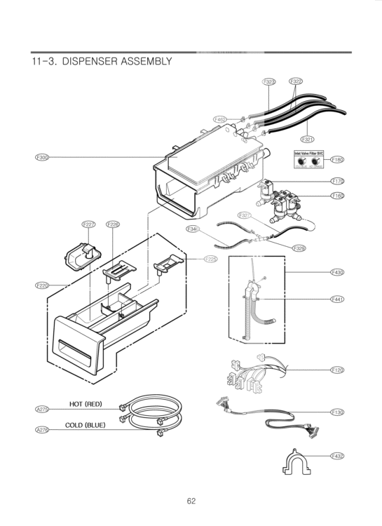 DISPENSER ASSEMBLY Diagram and Parts List for WM3070HRA ACREEUS LG Washer