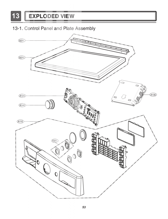 EXPLODED VIEW   Control Panel and Plate Assembly Diagram and Parts List for DLEX8000W ABWEEUS LG Dryer