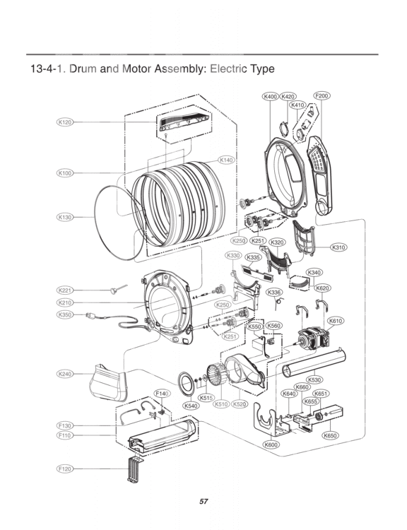 Drum and Motor Assembly Diagram and Parts List for DLEX8000V ASSEEUS LG Dryer