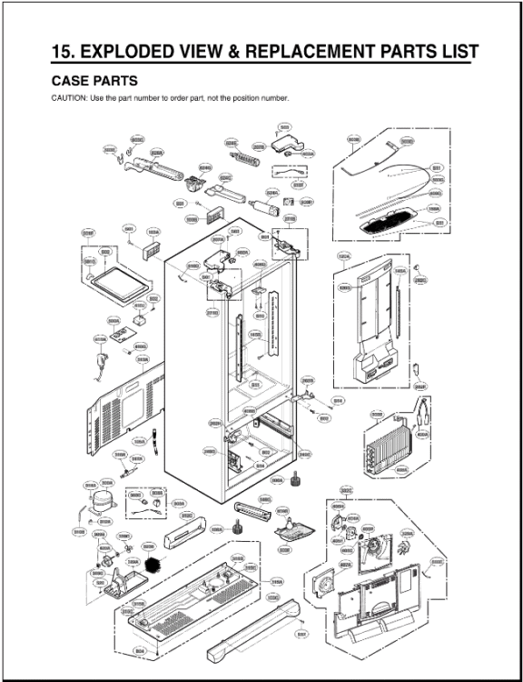 EXPLODED VIEW & REPLACEMENT PARTS LIST Diagram and Parts List for LFX28968SW ASWCNA0 LG Refrigerator