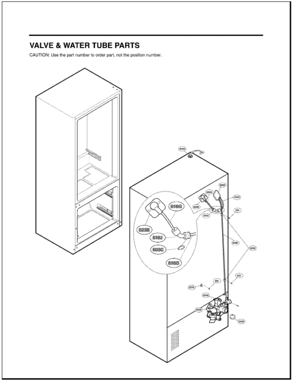 VALVE & WATER TUBE PARTS Diagram and Parts List for LFX28968SW ASWCNA0 LG Refrigerator