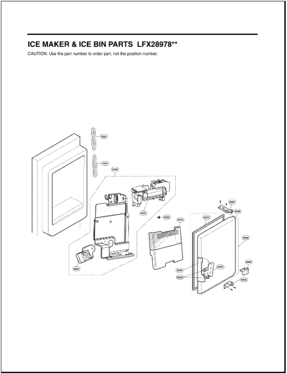 ICE MAKER & ICE BIN PARTS Diagram and Parts List for LFX28968SW ASWCNA0 LG Refrigerator