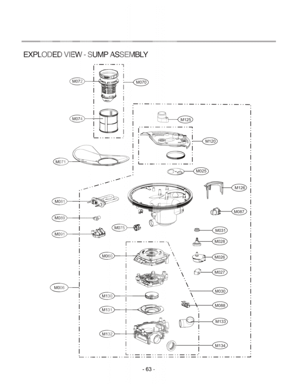 EXPLODED VIEW  SUMP ASSEMBLY Diagram and Parts List for LDF7551ST ASTEEUS LG Dishwasher