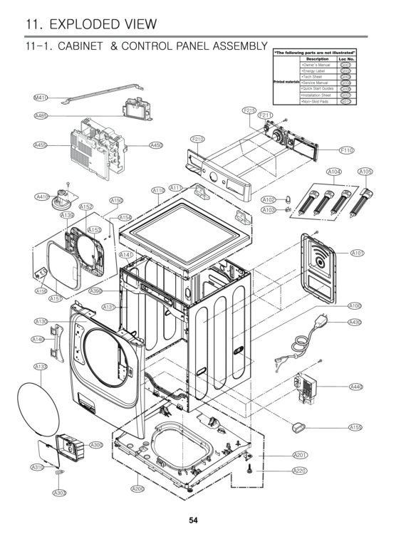 Exploded View Diagram and Parts List for WM8000HVA ASSEEUS LG Washer