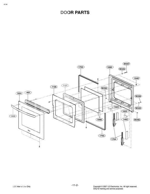 DOOR PARTS Diagram and Parts List for LWS3010ST ASTLLGA LG Range