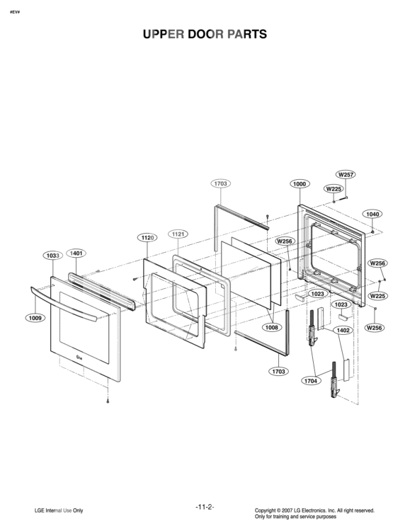 UPPER DOOR PARTS Diagram and Parts List for LWD3010ST ASTLLGA LG Range