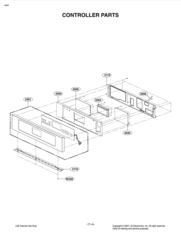 CONTROLLER PARTS Diagram and Parts List for LWD3010ST ASTLLGA LG Range