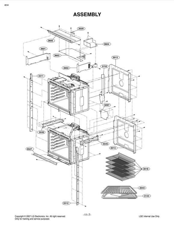 ASSEMBLY Diagram and Parts List for LWD3010ST ASTLLGA LG Range