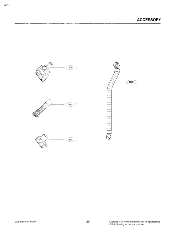 ACCESSORY Diagram and Parts List for LUV350P AP1ELGA LG Canister Vacuum