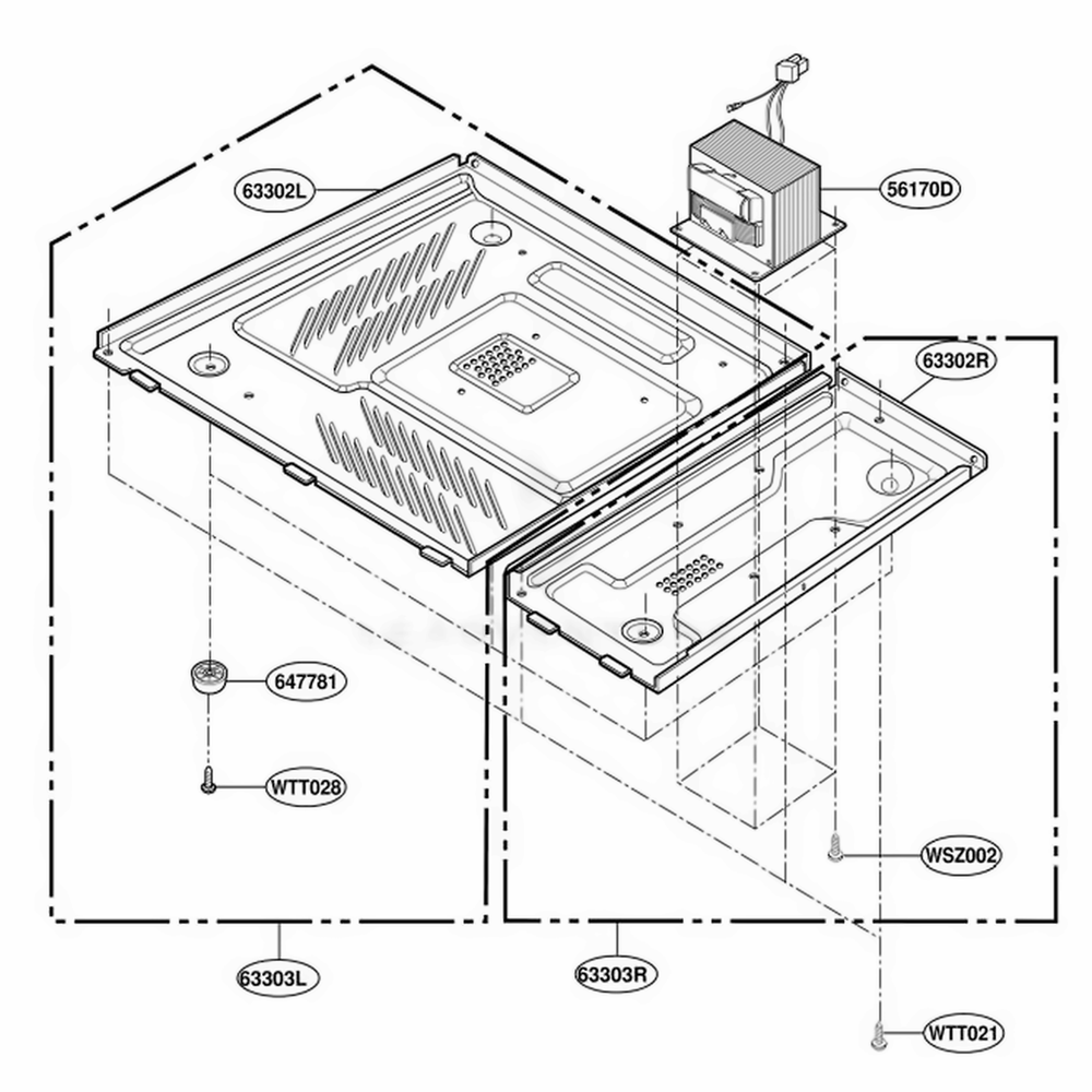 Base Plate Parts Diagram and Parts List for YMT3110SHQ MWEWPC LG Range