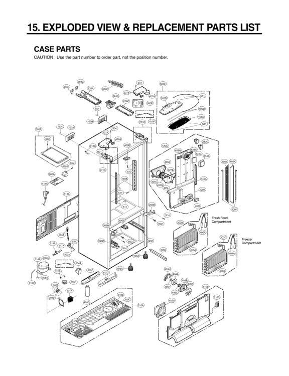 EXPLODED VIEW & REPLACEMENT PARTS LIST CASE PARTS Diagram and Parts List for LFX31945ST ASTCNA0 LG Refrigerator