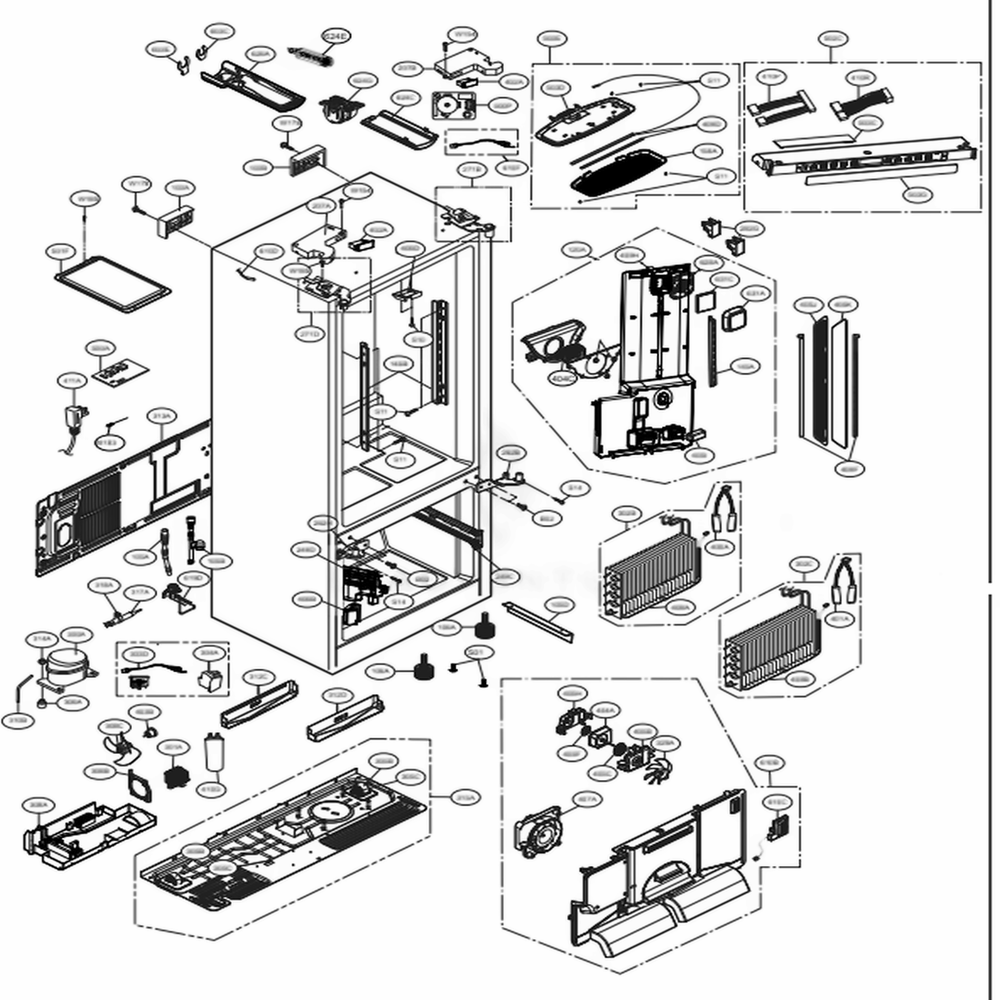 Case Parts Diagram and Parts List for 74029 AWBCSE2 LG Refrigerator