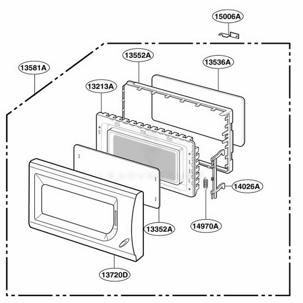 Door Parts Diagram and Parts List for MA1012W CWHEKMT LG Wall Oven