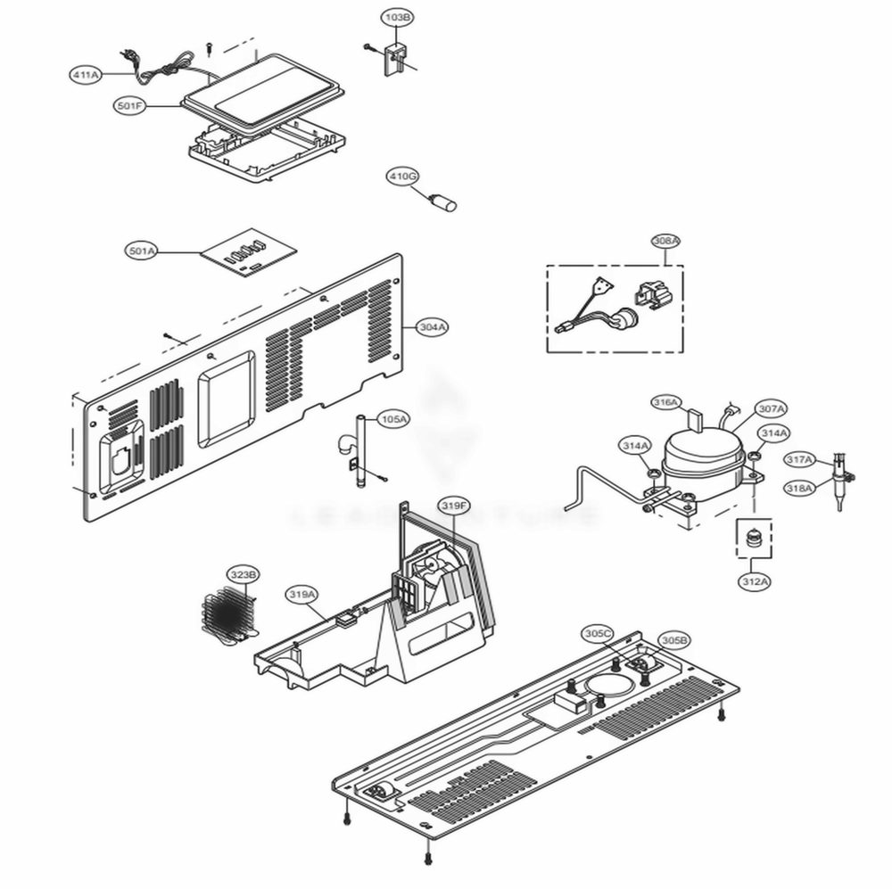 Machine Compartment Diagram and Parts List for LSXC22486S ASTCNA3 LG Refrigerator