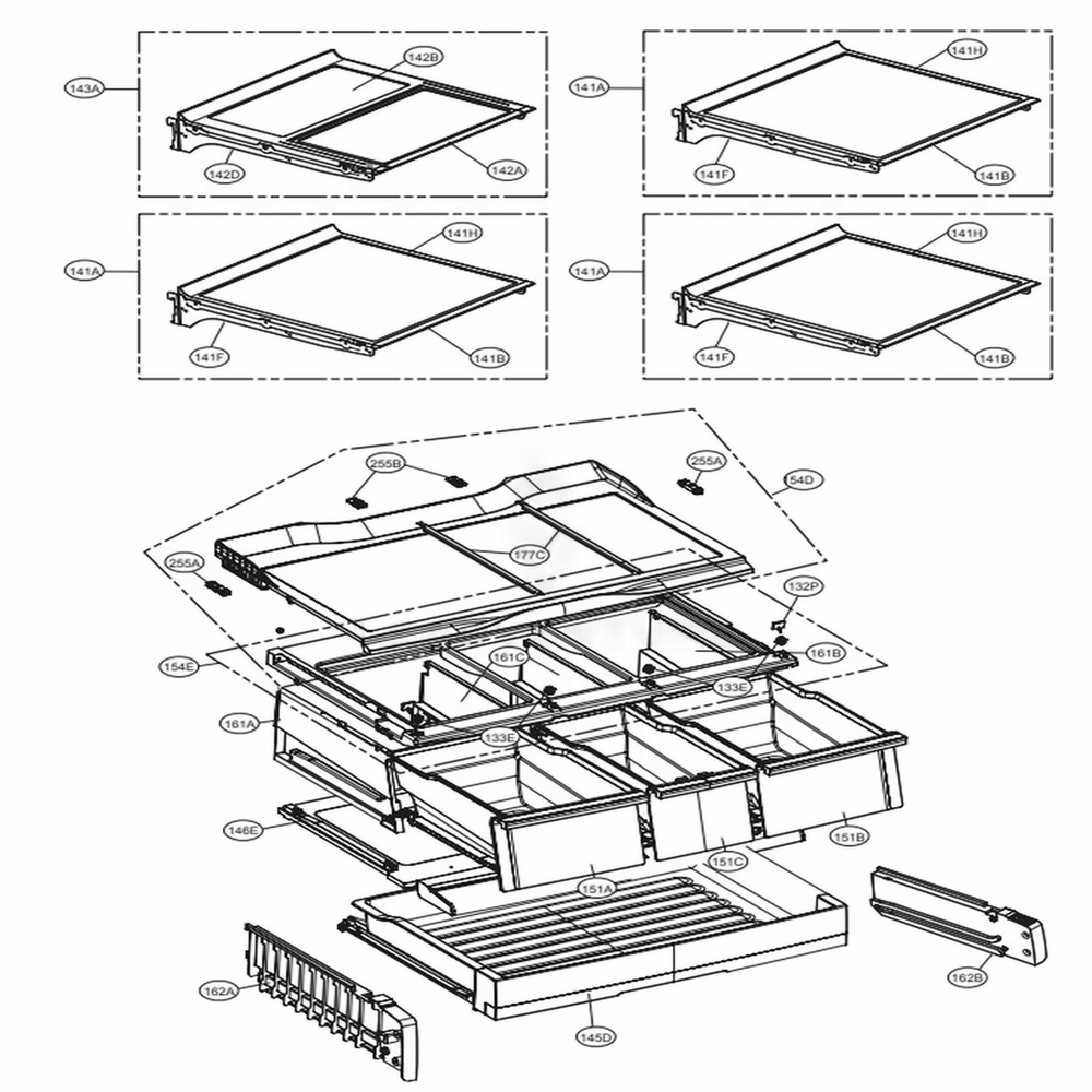 Refrigerator Parts Diagram and Parts List for LFXS30796S ASTCNA0 LG Refrigerator