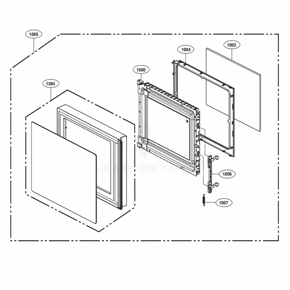 Door Parts Diagram and Parts List for LMC1375SB CBKELNA LG Wall Oven