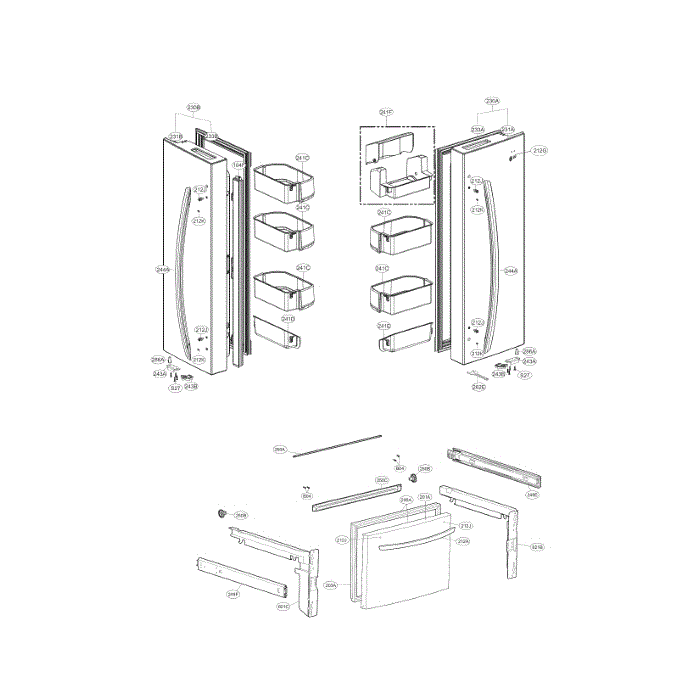 Door Diagram and Parts List for LFC22770SW 00 LG Refrigerator
