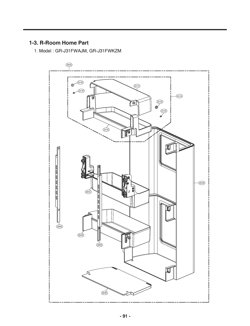 R-Room Home Part Diagram and Parts List for GR-J31FWAJM ASBCNA0 LG Refrigerator