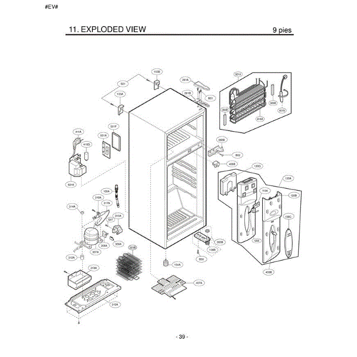 Section 1 Diagram and Parts List for LRTN09314SW ASWCLGA LG Refrigerator