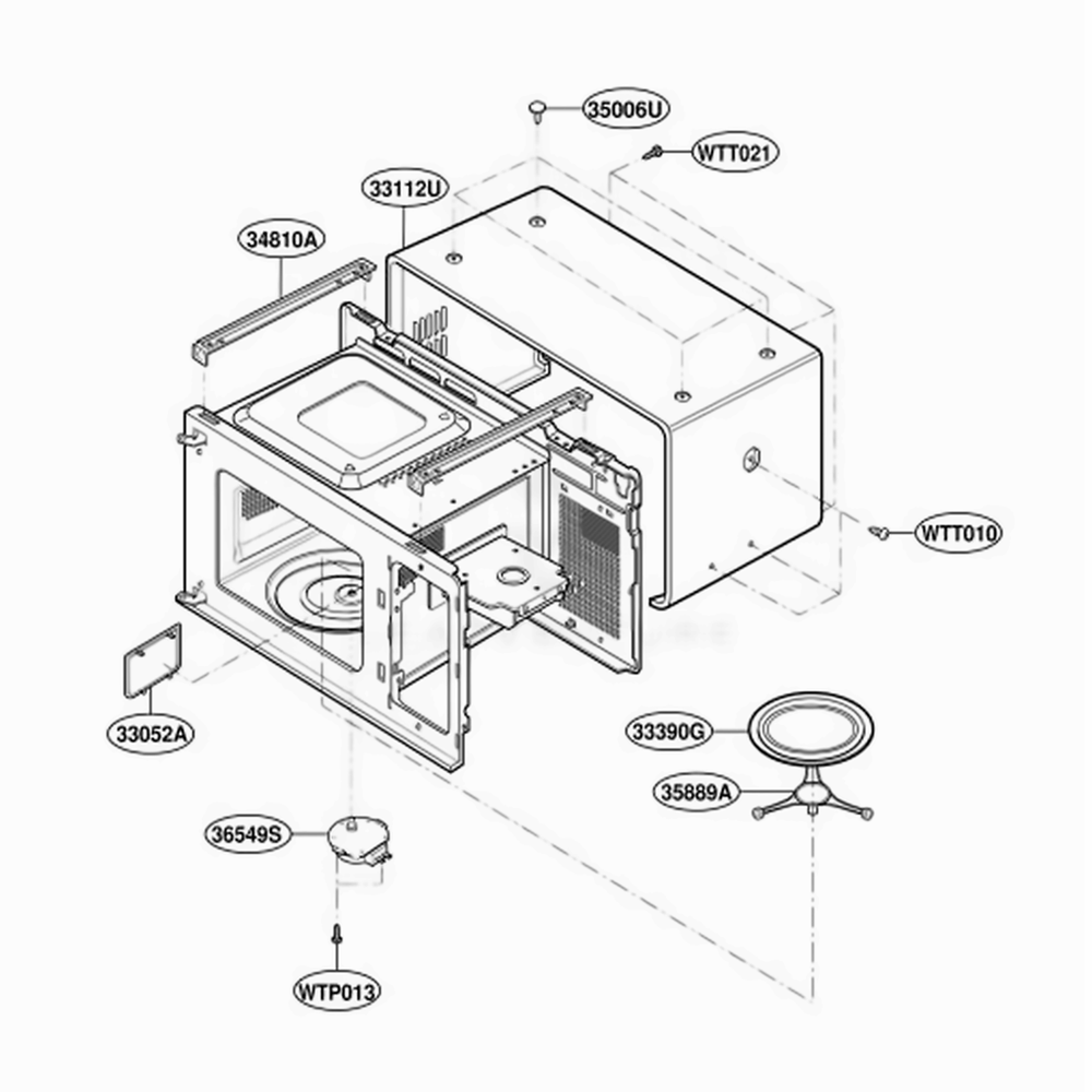 Oven Cavity Parts Diagram and Parts List for GMS7020UW KWHEGSC LG Range